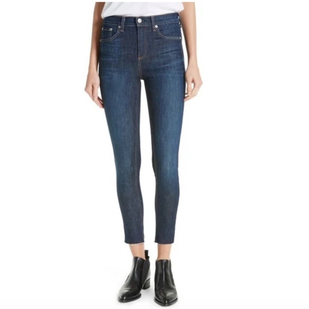 rag & bone 10 Inch Ankle Skinny Raw Hem Jeans Mad River Dark Wash Denim 29 - Picture 2 of 7